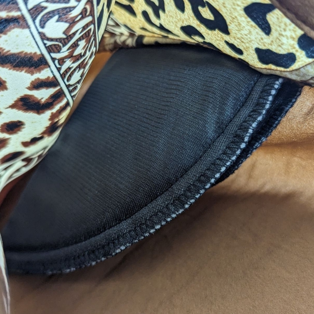 Vintage LEOPARD Print Jacket Windbreaker Gold Lion Buttons SPORT SAVVY Women's L - Picture 5 of 16
